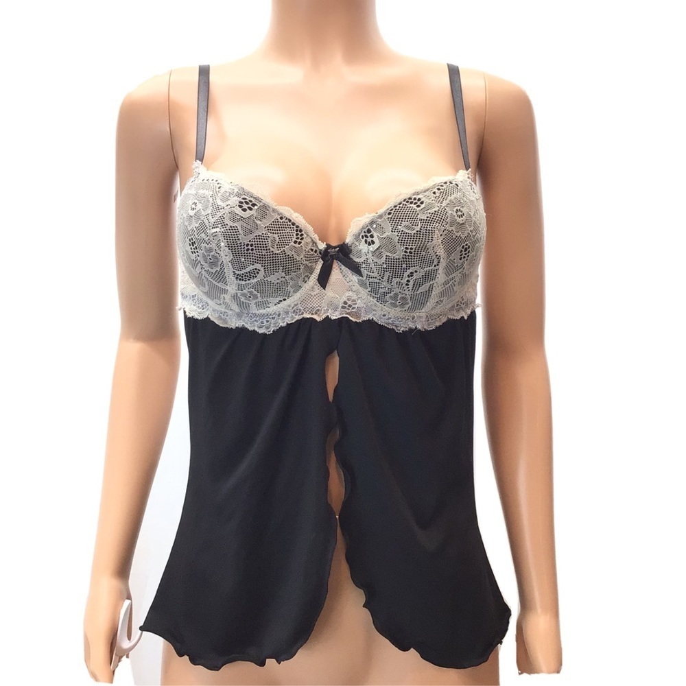 B Delicious Black Open Front Cami Nightie Lingerie